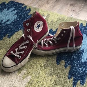 Maroon converse hi tops